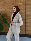 Liora İşlemeli Keten Kimono Takım  - Kahve