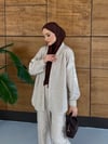 Liora İşlemeli Keten Kimono Takım  - Kahve