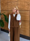 Liora İşlemeli Tensel Yelek Etek Takım  - Kahve