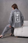 Livia İşlemeli Keten Kimono Takım - Antrasit