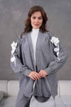 Livia İşlemeli Keten Kimono Takım - Antrasit