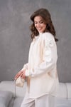 Livia İşlemeli Keten Kimono Takım - Ekru