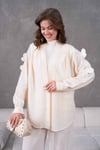 Livia İşlemeli Keten Kimono Takım - Ekru