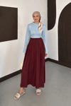 Luna Tensel Etek Görünümlü Pantolon - Bordo