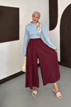 Luna Tensel Etek Görünümlü Pantolon - Bordo