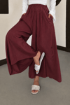 Luna Tensel Etek Görünümlü Pantolon - Bordo