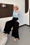 Luna Tensel Etek Görünümlü Pantolon - Siyah