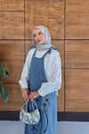 Maris İşleme Askılı Kot Salopet Elbise  - Lacivert