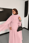 Meyra Pelerinli Şifon Takım - Pembe