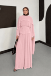 Meyra Pelerinli Şifon Takım - Pembe