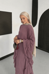 Mila Fırfırlı Şifon Abaya - Kahverengi