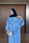 Mirel İşlemeli Tensel Elbise - Açık Mavi