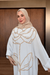 Mirel İşlemeli Tensel Elbise - Ekru