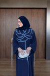 Mirel İşlemeli Tensel Elbise - Lacivert