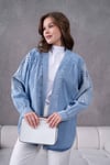 Miren İşlemeli Kot Kimono  - Açık Mavi