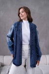 Miren İşlemeli Kot Kimono  - Lacivert