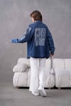 Miren İşlemeli Kot Kimono  - Lacivert