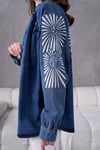 Miren İşlemeli Kot Kimono  - Lacivert