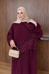 Neria İşlemeli Tensel Elbise  - Bordo