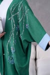 Neris İşlemeli Yarasa Kol Keten Takım - Zümrüt