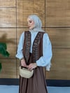 Sariel İşlemeli Tensel Yelek Etek Takım  - Kahve