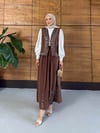 Sariel İşlemeli Tensel Yelek Etek Takım  - Kahve