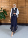 Sariel İşlemeli Tensel Yelek Etek Takım  - Lacivert