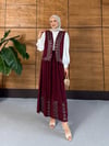 Sariel İşlemeli Tensel Yelek Etek Takım  - Bordo
