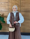 Sariel İşlemeli Tensel Yelek Etek Takım  - Kahve