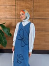 Solis İşlemeli Askılı Kot Elbise  - Lacivert