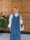 Solis İşlemeli Askılı Kot Elbise  - Lacivert