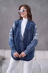 Soren İşlemeli Kot Kimono  - Koyu Mavi