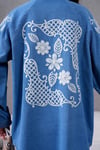 Soren İşlemeli Kot Kimono  - Mavi