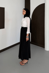 Vela Modal Kumaş Crush Etek - Siyah