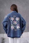 Vera İşlemeli Kot Kimono  - Lacivert