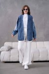 Vera İşlemeli Kot Kimono  - Lacivert