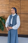 Veris İşlemeli Kot Yelek Etekli Takım - Lacivert