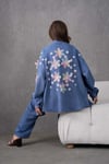 Verona İşlemeli Keten Kimono Takım - Lacivert