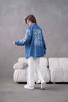 Virel İşlemeli Kot Kimono  - Mavi