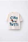 Erkek Çocuk Köpek Baskılı Basic T-shirt