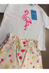 Flamingo Desenli Tshirt ve Şort Kız Çocuk İkili Takım