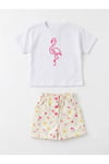Flamingo Desenli Tshirt ve Şort Kız Çocuk İkili Takım