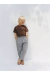 Kahverengi Basic T-shirt ve Çizgili Pantolon Erkek Çocuk İkili Takım