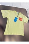 Unisex Sarı Bonjour Detay Baskılı Kısa Kollu T-shirt