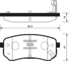 ARKA FREN BALATA HYUNDAI i10 1.0L 1.1L 08-13 / KIA PICANTO 1.0L 1.1L 05-11 - Aşınma ikaz soketli