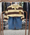 Ayıcık  işlemeli çizgili unısex sweatshirt 