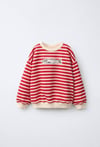 Balık detaylı çizgili sweatshirt 