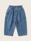 Bear işlemeli balon jean pantolon 