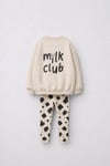 Milk club baskılı taytlı takım