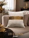 DİVA HOME 2 li Aynalı Deri Nakışlı Kadife Kırlent Kılıfı 45x45